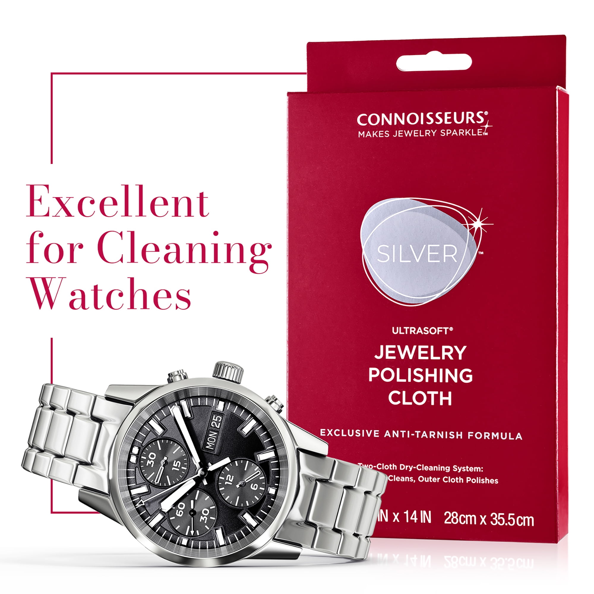 Connoisseurs Silver Jewelry Polishing Cloth, Cleans and Polishes All Silver Jewelry