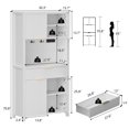 thumbnail image 2 of GIKPAL Kitchen Storage Cabinets with Drawer, Pantry Cabinet with Charging Station, Pantry Organizer with Adjustable Shelves, Hutch Cabinet with Storage for Dining Living Room , White Set of 2, 2 of 8