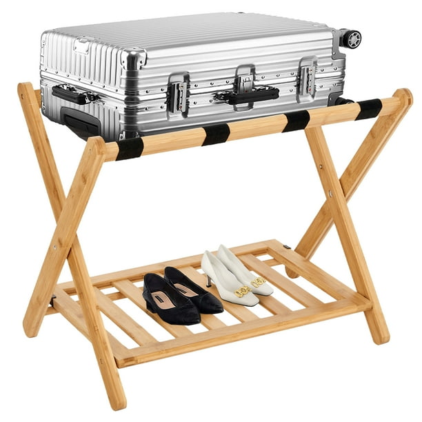 Smart FENDEE Luggage Rack for Guest Room Bamboo Foldable Suitcase
