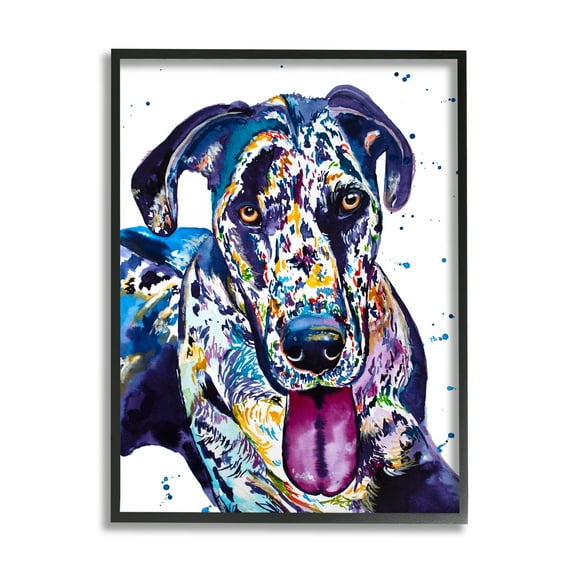 Stupell Abstract Dog Modern Pet Portrait Animals & Insects Painting Black Framed Art Print Wall Art