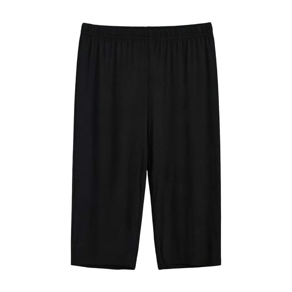 StSilkitty Womens Pajama Shorts Solid Color Elastic Waist Lounge Sleepwear Knee Length Shorts Lightweight Comfy Sleepwear Shorts