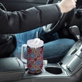 thumbnail image 4 of Yayeee 40oz Stainless Steel Tumbler with Straw and Handle Double-Wall Insulated Travel Water Bottle, Colorful Mandala Pattern, 4 of 8