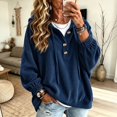 thumbnail image 2 of Pounoo Hoodies for Women Pullover Hooded Henley Button Long Sleeve Corduroy Texture Tops for Women Loose Fit Y2K Trendy Boho Womens Tops, 2 of 9
