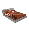 thumbnail image 2 of Ambesonne Fall Fitted Sheet & Pillow Sham Set, Misty Forest Leaves Orange, Queen, Brown Orange, 2 of 2