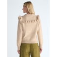 thumbnail image 3 of Free Assembly Women’s and Women's Plus Ruffle Yoke Sweater with Long Sleeves, Midweight, XS-4X, 3 of 5