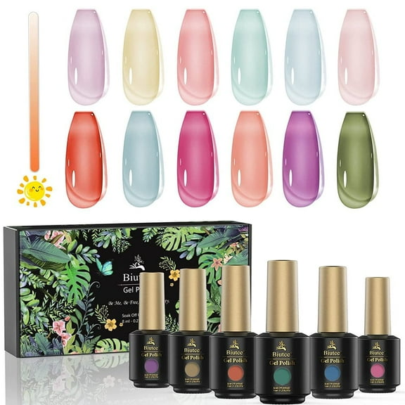 Gel Nail Polish Transparent Nail Gel Pastel Translucent Sunlight Color Changing Gel Nail Kit? Biutee