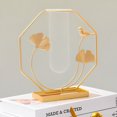 thumbnail image 1 of Metal Frame Tube Vase Tube Glass Planter Terrarium Geometric Metal Frame Vase 19.5x21x7.5cm  Hexagonal, 1 of 4