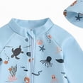 thumbnail image 4 of KPOPLK Toddler Baby Boy Swimsuit Shark/Turtle Long Sleeve One Piece Rash Guard Zip-up Bathing Suit Sunsuit Beachwear(Blue,2-3 Years), 4 of 7