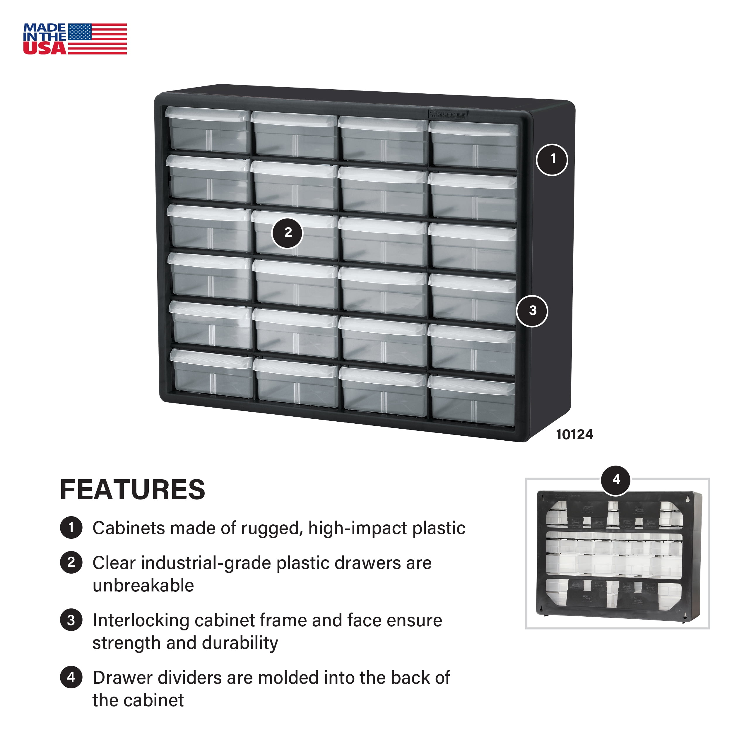 Akro-Mils 24-Drawer Plastic Storage Cabinet - 24 Drawer(s) - 15.8 Akro-Mils 24-Drawer Plastic Storage Cabinet - 24 Drawer(s) - 15.8