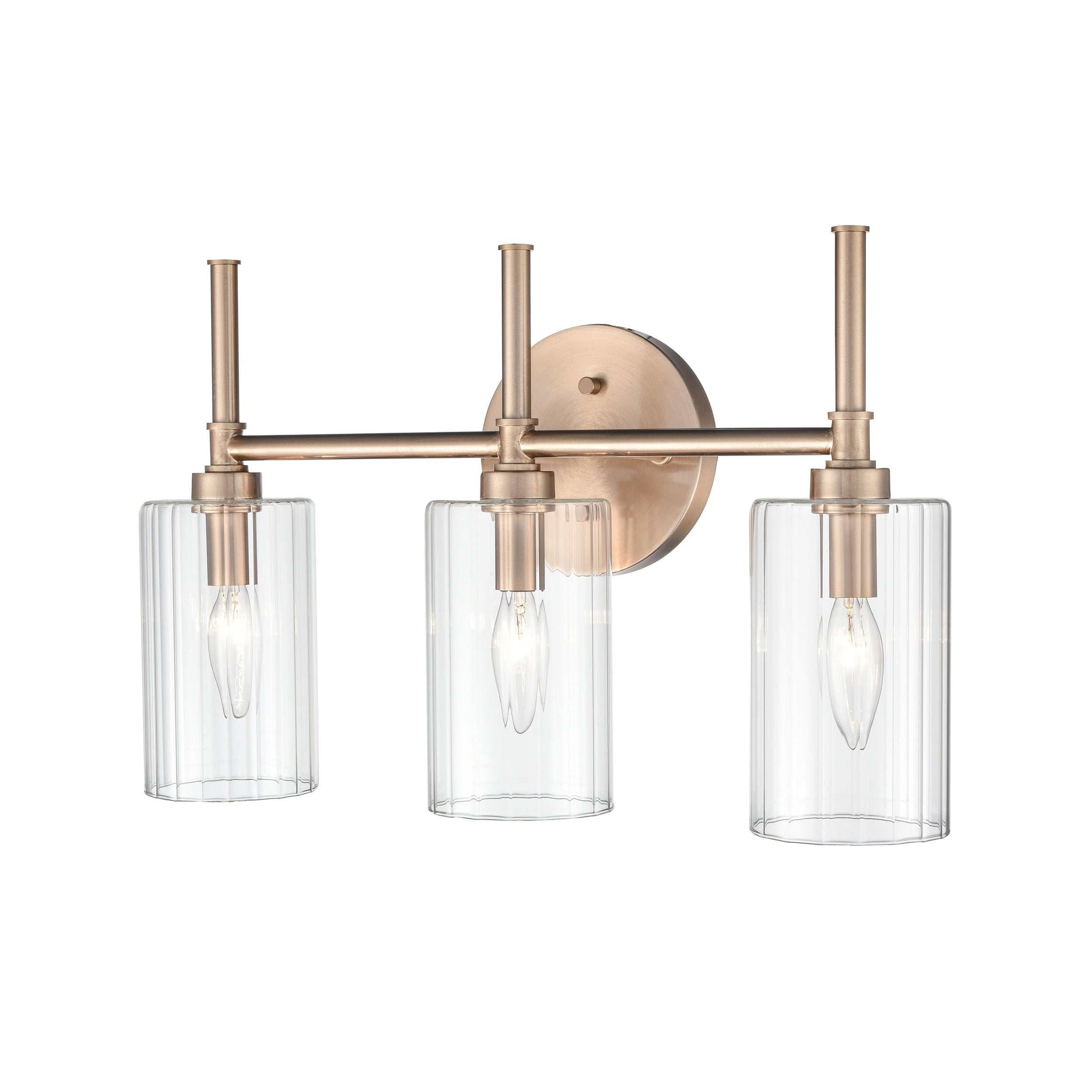Millennium Lighting  Chastine Bathroom Vanity Light Fixture with Clear Beveled Glass Shades 3 Light - Modern Gold