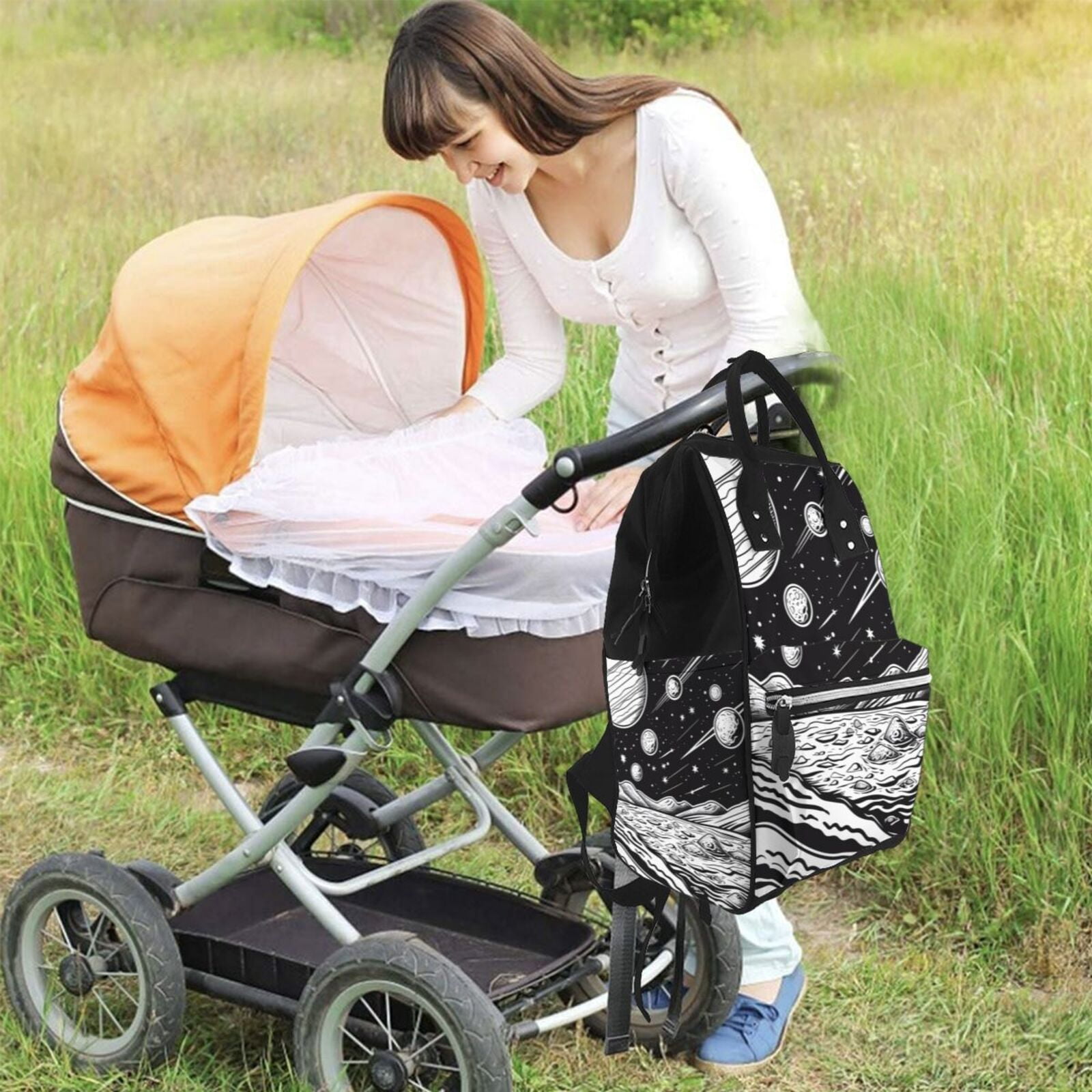 Fuzoiu Cosmic Landscape Celestial Art Print Diaper Bag Backpack,Baby Essentials Travel Tote,Multi function Waterproof Diaper Bag, Travel Essentials Baby Bag - Unisex