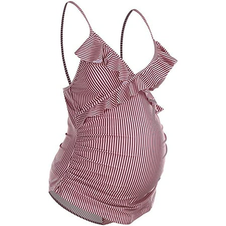 Women's Maternity Tankini Swimsuit Flounce V-Neck Ruffled Pregnancy ...