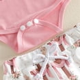 thumbnail image 5 of LIIPEE Girls Outfit Sets Casual Summer Cute Bunny Letter Embroidered Short Sleeve Crew Neck Bodysuit Graphic Pants Hat 3 Piece Set Baby Comfortable Breathable Soft Daily Clothing,Pink,9-12 Months, 5 of 8