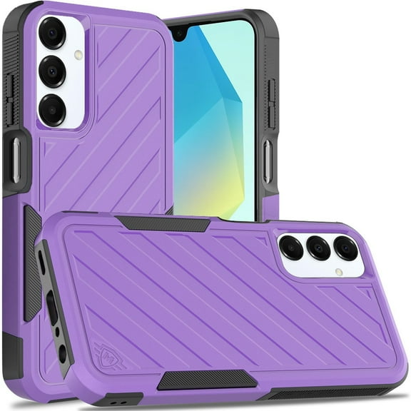 TJS for Samsung Galaxy A16 5G Phone Case, [Military Grade] Noble Lined Shockproof Dual Layer Hybrid Protective Cover for Galaxy A16 5G (Purple)