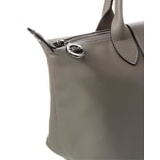 Longchamp Le Pliage XS Leather Short Handle Tote, Grey