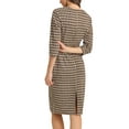 thumbnail image 3 of INSPIRE CHIC Houndstooth Dress for Women's 3/4 Sleeve Elegant Cinched Waist Bodycon Dress S Brown, 3 of 5
