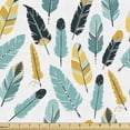 thumbnail image 1 of Feather Fabric by the Yard Upholstery, Hand Drawn Retro Motifs Doodle Composition, Decorative Fabric for DIY and Home Accents, 5 Yards, Dark Blue Mustard by Ambesonne, 1 of 4