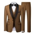 thumbnail image 1 of Mys Traje De 3 Piezas Para Hombre Con Solapa Chal Y Un Botón, Esmoquin Ajustado, Chaqueta De Cena Premium, Chaleco, Pantalones Y Corbata, Color Caqui, 1 of 5