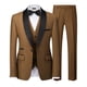 thumbnail image 1 of Mys Traje De 3 Piezas Para Hombre Con Solapa Chal Y Un Botón, Esmoquin Ajustado, Chaqueta De Cena Premium, Chaleco, Pantalones Y Corbata, Color Caqui, 1 of 5