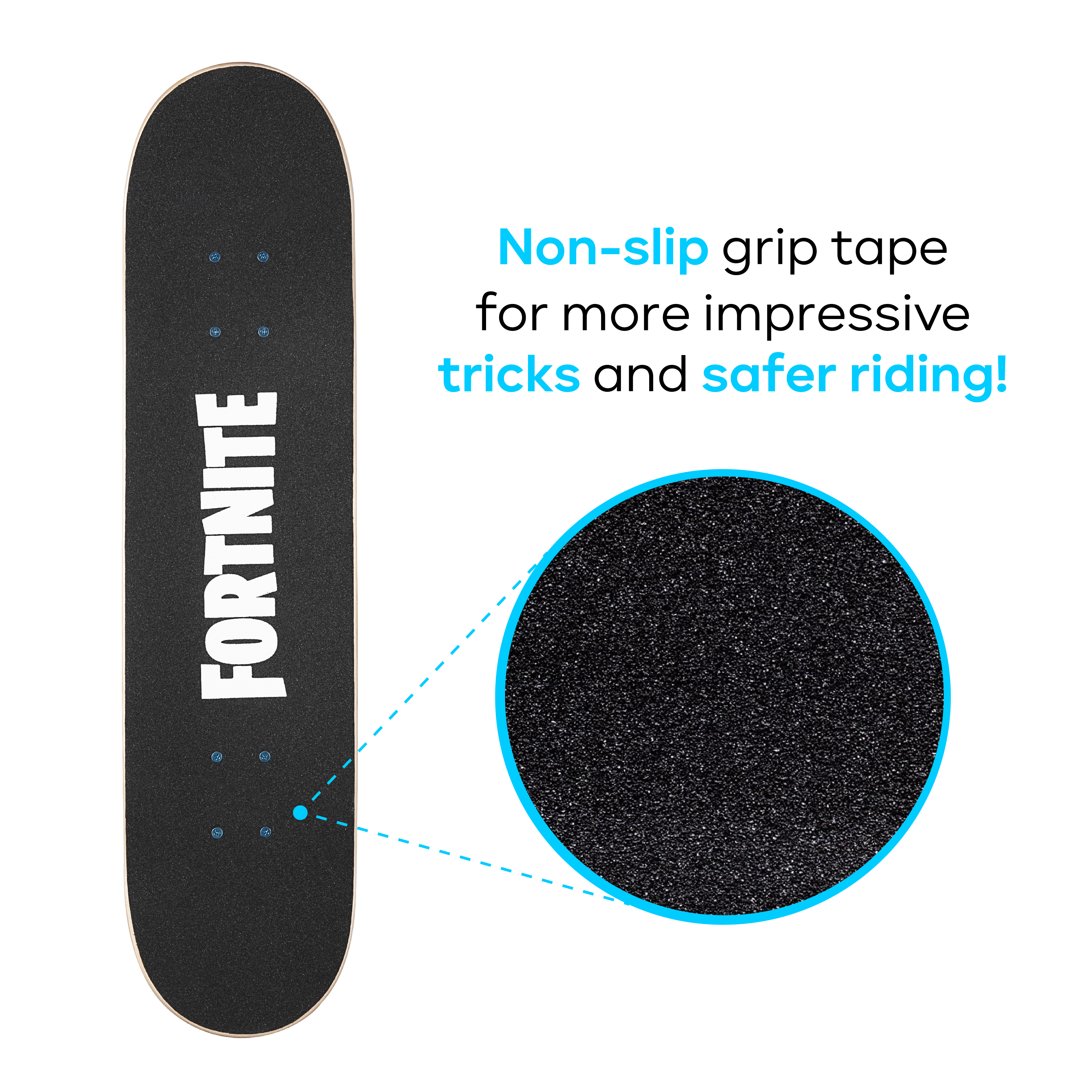Fortnite Fishstick 31" Skateboard; Complete Skateboard for Teens (Bonus: Nite Life Wrap)