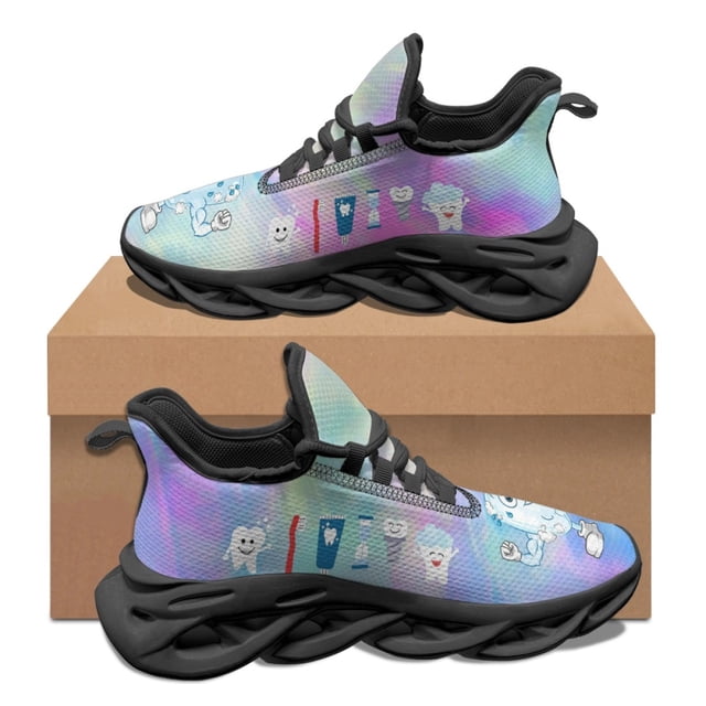 Zapatillas deportivas suaves con estampado de protección dental para hombre, de otoño e invierno, antideslizantes, con punta redonda, informales, planas y resistentes a la suciedad.