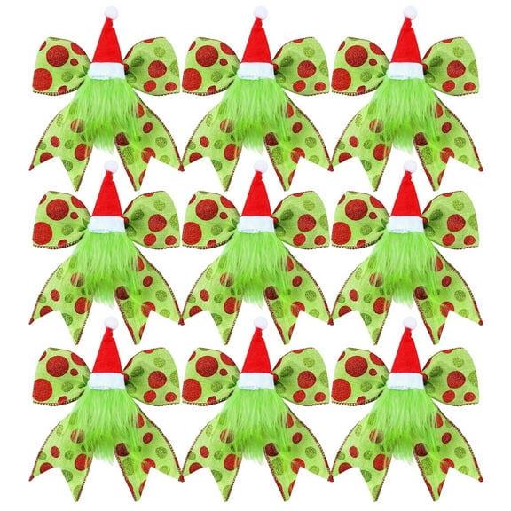 putnchl The Bow Decoration, The Green-haired Bow, Christmas Accessories, Gift Box Decoration, Tree Wreath Decoration.