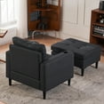 thumbnail image 3 of Tcbosik Modern Accent Chair with Storage Ottoman, Upholstered Arm Chair, Single Sofa Chair with Cup Holder and Side Pocket, Comfy Reading Chair for Living Room Bedroom, Dark Gray, 3 of 10