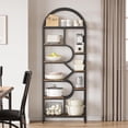thumbnail image 3 of 81.7-pulgada de altura 6 niveles arched estante de libros: geometric abiertos almacenamiento estante, metal frame, ideal para para dormitorio, sala de estar & oficina en casa, 3 of 7