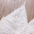 thumbnail image 4 of Femmes Plage Été Robe Spaghetti Sangle Sans Manches V-Cou Dos Dentelle Patchwork Mini Robe, 4 of 9