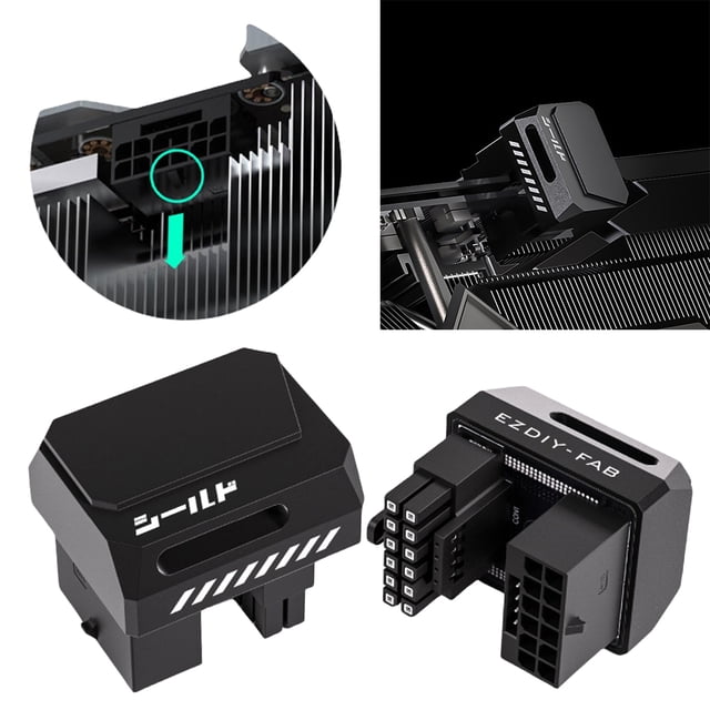 PCIe 5.0 Adaptador Alimentación 16 PIN COLLEPTOR GPU 12VHPWR 180 Grado en Ángulo 600W para 12+4pin 3090TI 4070TI 4080 4090