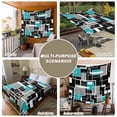 thumbnail image 6 of Teal Blue Black Geometric Large Tapestry for Bedroom Wall Hanging Tapestry, Modern Abstract Art Block Ceiling Backdrop Tapestries Poster Blanket Wall Decor for Teens Room Living Room Dorm 86" x 104", 6 of 8