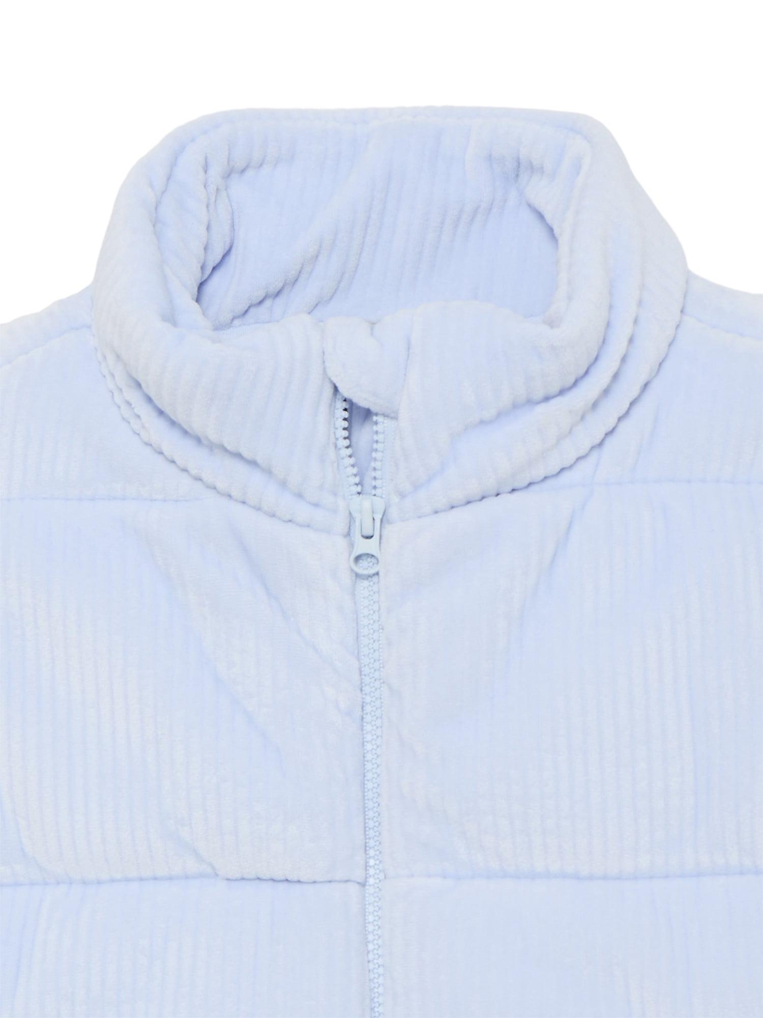 Athletic Works Girls Velour Corded Puffer Vest, Midweight, Sizes 4-18