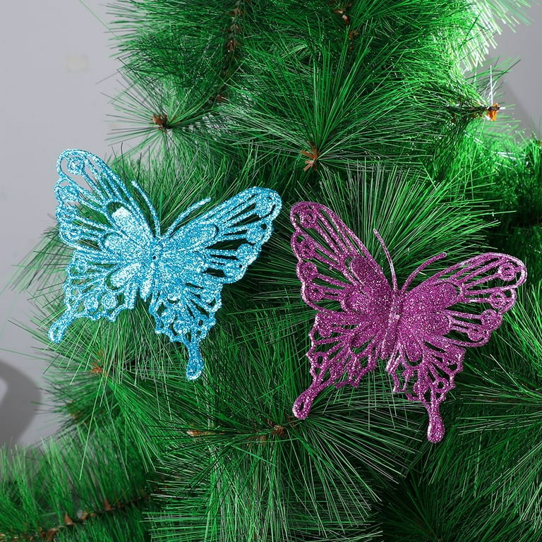 New Gold Powder Glitter New Year Decor Christmas Butterfly Fake Butterfly Christmas Tree Decorations Home Xmas Ornaments Gold