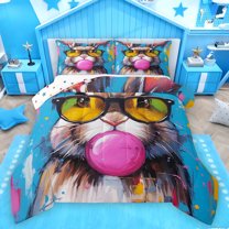 Homewish Cute Bunnies Lover Full Size Comforter Sets for Kids, Kawaii Art Rabbit Bedding Comforter Set, Modern Fashion Reversible Bedding Sets, Luxury Bedroom Decor, 3-Piece