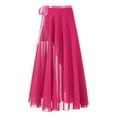 thumbnail image 5 of CHICTRY Womens Lyrical Belly Dance High Low Skirt Maxi Dance Skirt Ballroom Performance Flowy Skirt Hot Pink One Size, 5 of 7