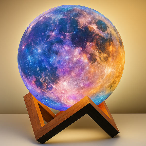 Himalayan Glow Galaxy Lamp with Wooden Stand - 6 inches, 16 Multi-Colors, Touch LED Night Light