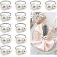thumbnail image 1 of Juego de 12 servilleteros de perla, porta servilletas dorados para ocasiones formales o informales., 1 of 4