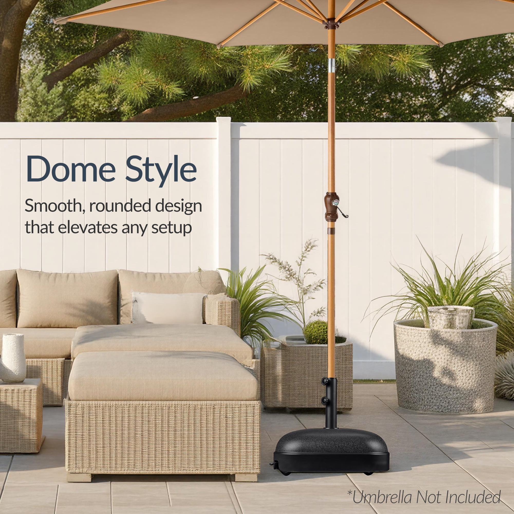Best Choice Products 123lb Capacity Fillable Mobile Umbrella Base for Patio, Deck, 4 Wheels - Dome Square Black