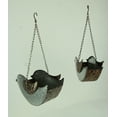 Zeckos Galvanized Embossed Metal Bird Hanging Planters Set of 2