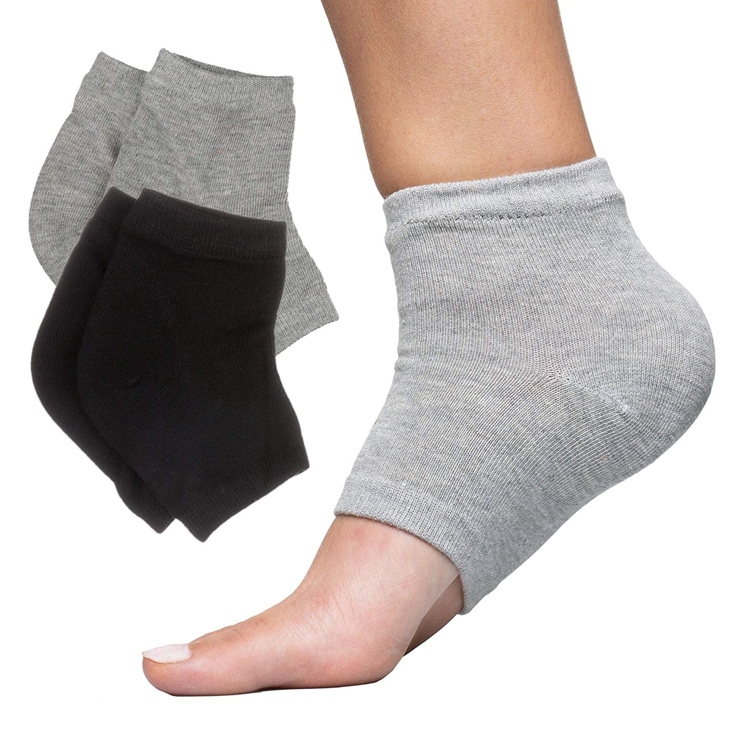 ZenToes Moisturizing Heel Socks 2 Pairs Gel Lined Toeless Spa Socks to