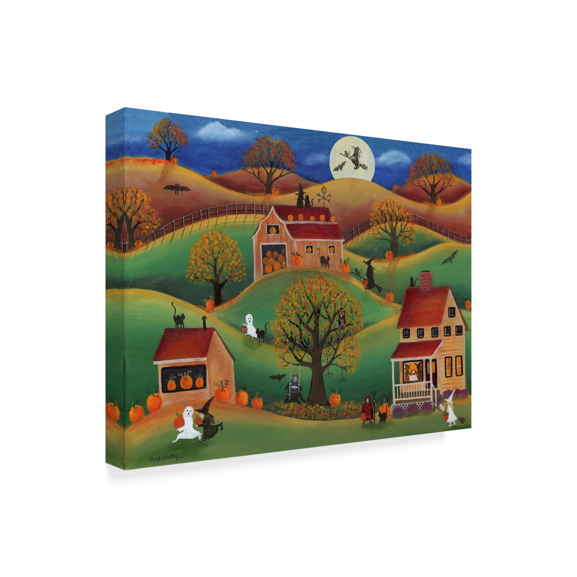 Trademark Fine Art 'Halloween Autumn Pumpkin Farm' Canvas Art by Cheryl Bartley