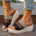 thumbnail image 2 of Dakaela Women's Wedge Sandals 2.76 Inch Platform Espadrille Heels Color Block Open Toe Strappy Slip on Casual Summer Slide Shoes Size 7, 2 of 8