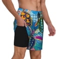 thumbnail image 2 of Sigee Little Sea Turtles Print Mens Swim Trunks with Compression Liner Quick Dry Swim Stretch Beach Shorts with Pockets,S-3XL, 2 of 7