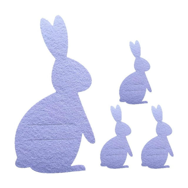 4 piezas de portacubiertos de fieltro con forma de conejito de Pascua, bolsas para cubiertos violeta