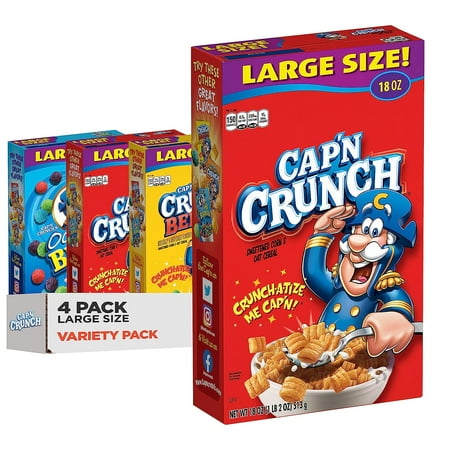 Cap n Crunch Cereal  3 Flavor Variety Pack  Large Size Boxes  4 Pack