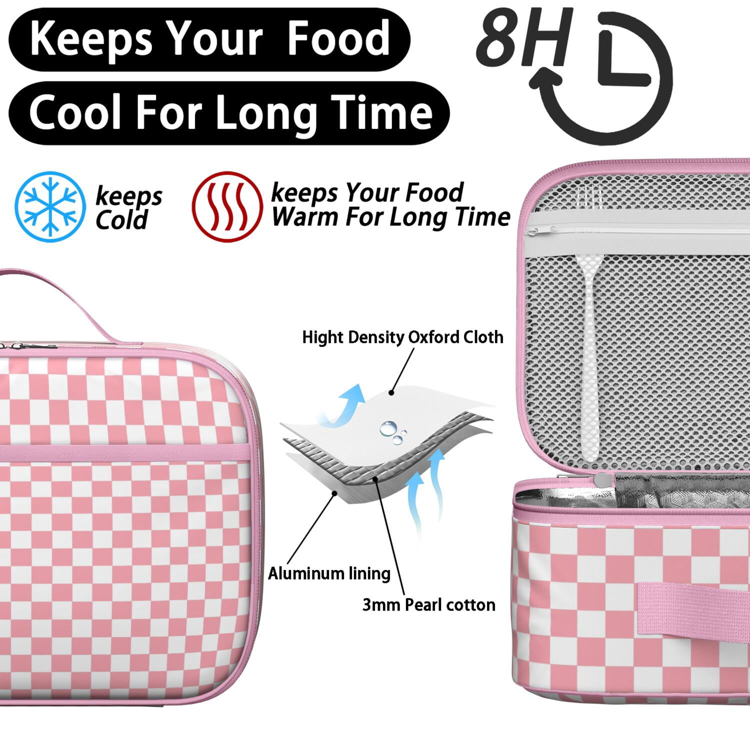 Lightweight Lunch Bag With Retro Plaid Pattern, Insulated Durable Lunch Box For School, Activities, And Travel. Perfect For Checkered, Buffalo Plaid, And Classic Red & Black Design
