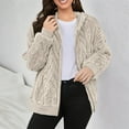 thumbnail image 5 of Women's Casual Fleece Jacket, Full Zip Fuzzy Hooded Jacket, Soft Plush Outerwear, Oversized Winter Coat, Long Sleeve Casual Coat, Warm Loungewear, Pocket Detail Jacket Beige L, 5 of 9