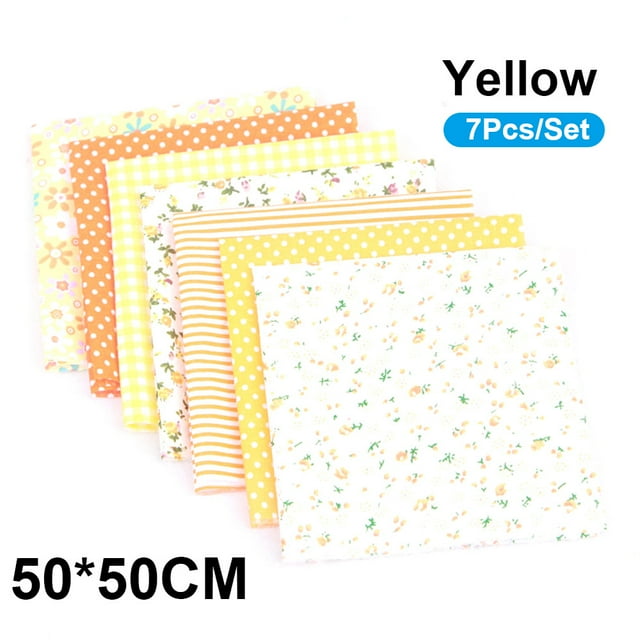 Mistaha 7Pcs/Set DIY Assorted Pattern Floral Printed Patchwork Cotton Fabric Cloth Sewing Quilting Cloth 500x500mm