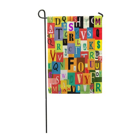 KDAGR Blue Geometric Alphabet Pattern Colorful ABC Book Character Letter Garden Flag Decorative Flag House Banner 12x18 inch