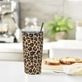 thumbnail image 2 of Leopard Print Tumbler, Cheetah Cup with Lid and Straw, 20 Oz Stainless Steel Insulated Water Bottle Coffee Mug, 2 of 6
